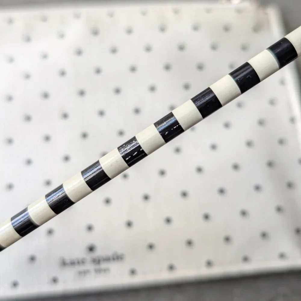 Kate Spade New York Ivory Black Polka Dots Zippered Leatherette Pencil Pouch